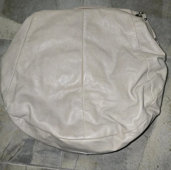 Sergio Rossi Cream Hobo Bag with Soft Leather and Crescent Shape